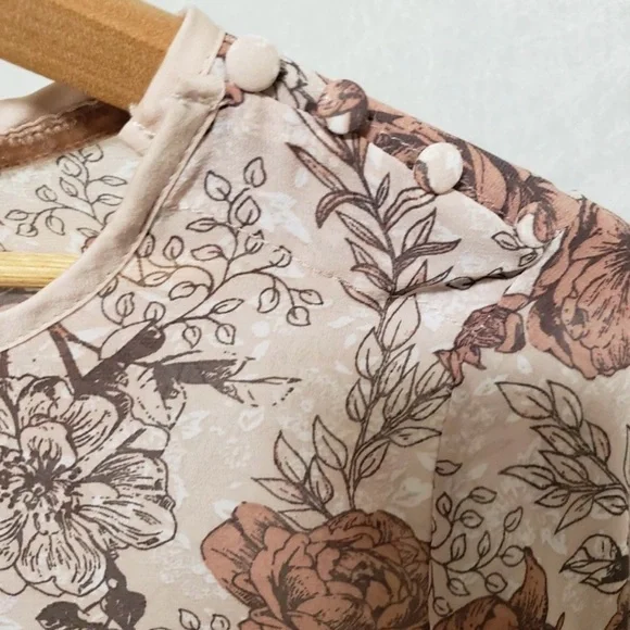 Altar’d State blouse light pink floral baby doll tiered peplum long slee… - Picture 5 of 8